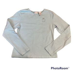 BOGO 🥳 Covington blue long sleeve stretch shirt present | girls L 14/16 | NWOT